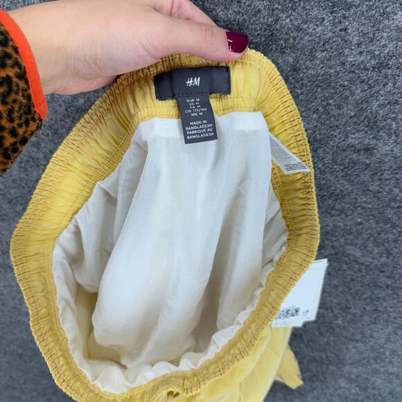 New H&M Swim Shorts Trunks Men M Medium Yellow Drawstring Lined Pockets Swimwear - Picture 5 of 7